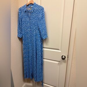 Zara Blue Polka Dot Marilyn Dress Medium